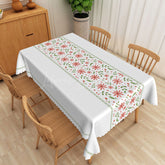 Lofaris Pink Floral and Green Leaf Rectangle Tablecloth for Spring Garden Party Wedding or Bridal Shower